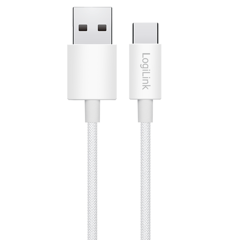 USB C/A Kabel 1,0 M. - USB Typ C-Stecker > USB A-Stecker, weiss Nylon