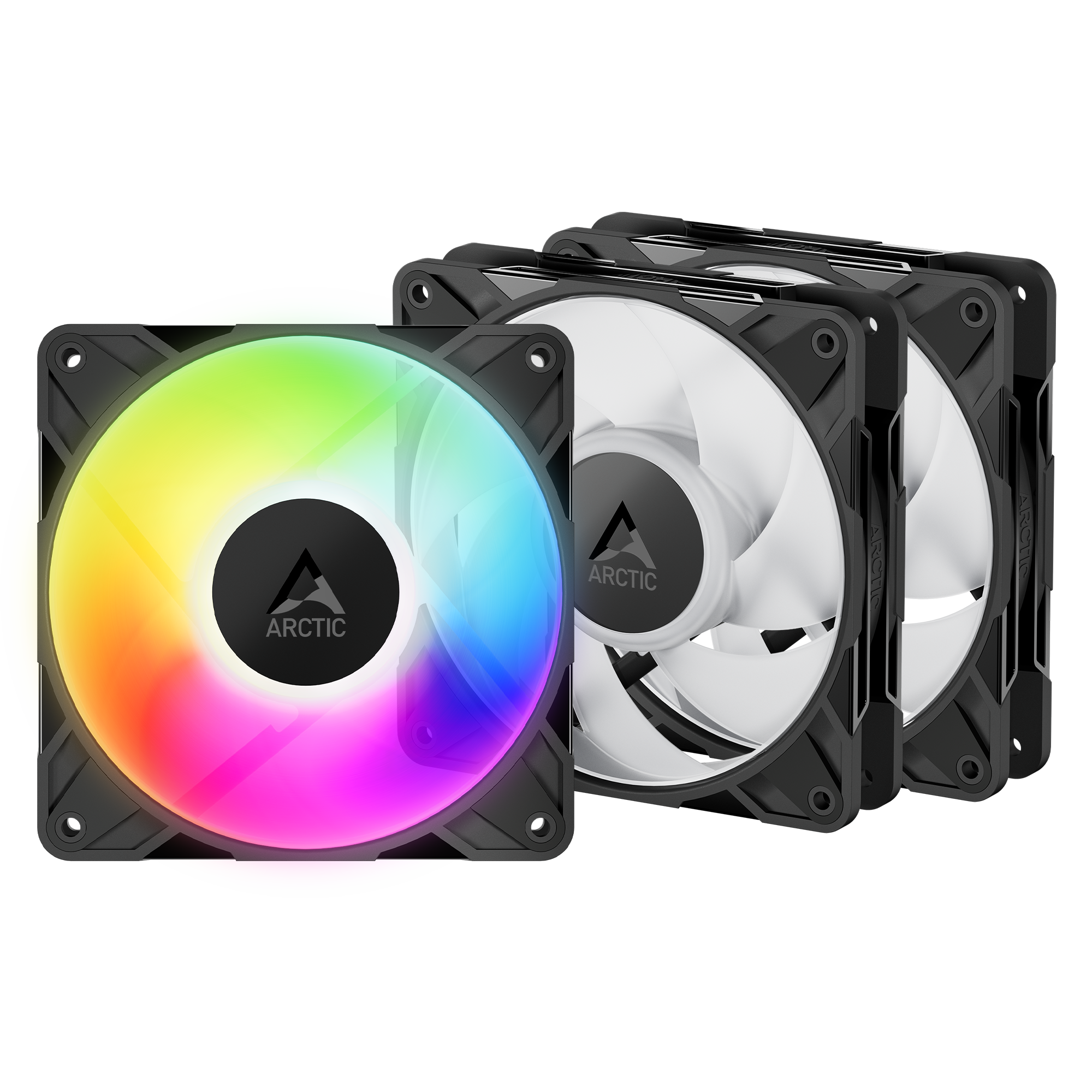 Arctic P12 Pro A-RGB 3-Pack PC-Lüfter 120x120x25mm 4-pol. PWM-Stecker, schwarz