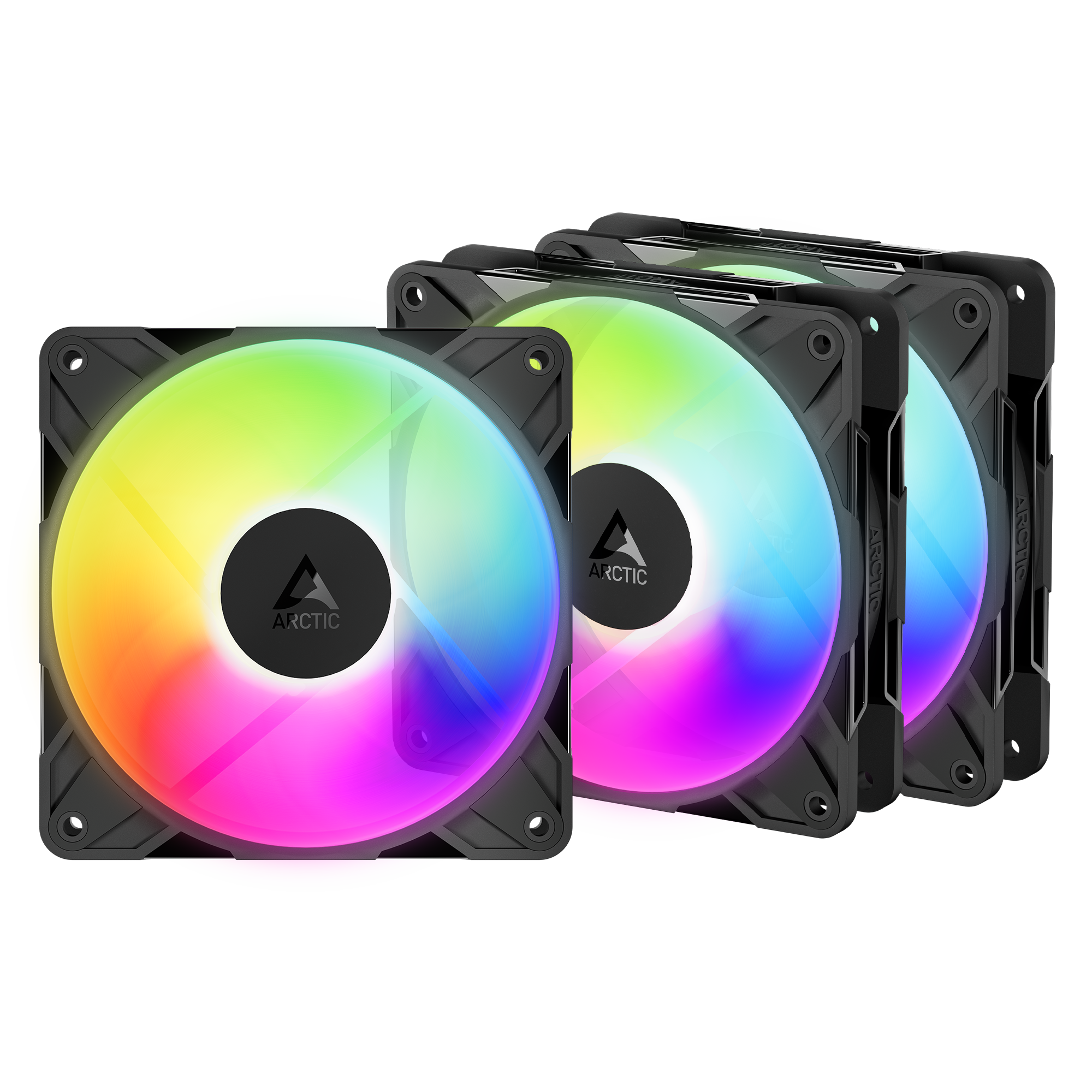 Arctic P12 Pro Reverse A-RGB 3-Pack PC-Lüfter 120x120x25mm 4-pol. PWM-Stecker, schwarz