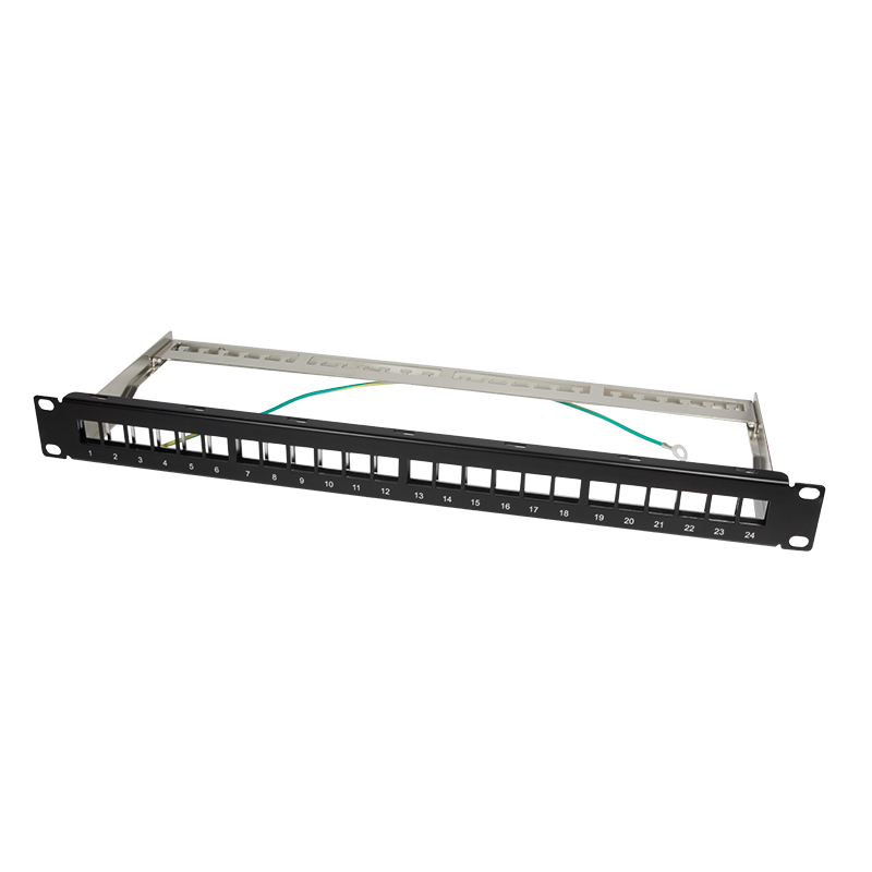 Keystone Patchpanel 24 Keystone Buchsen für 19" Industrie-Gehäuse / 1HE, geschirmt, schwarz Keystone Patchpanel 24 Keystone Buchsen für 19" Industrie-Gehäuse / 1HE, geschirmt, schwarz