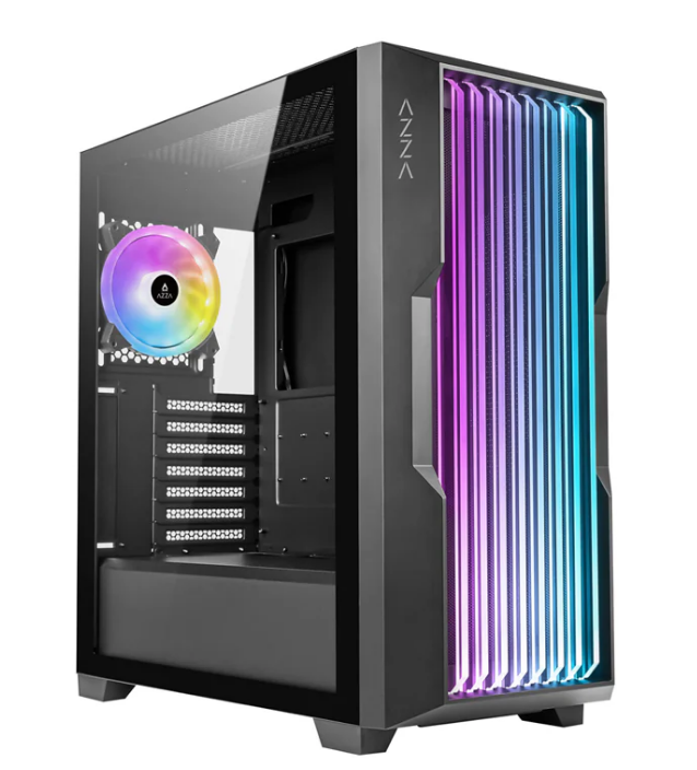 Miditower AzzA Guardian 520BG Gaming Gehäuse ohne Netzteil, USBC/Audio, RGB-Gitter, schwarz Miditower AzzA Guardian 520BG Gaming Gehäuse ohne Netzteil, USBC/Audio, RGB-Gitter, schwarz