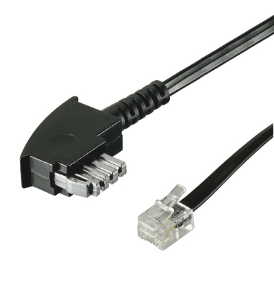 Telefon-Geräte Anschlusskabel T-W/ 3 N   1x TAE-N Stecker / 1x WES-Stecker RJ11  6P4C, 3 Meter, schwarz