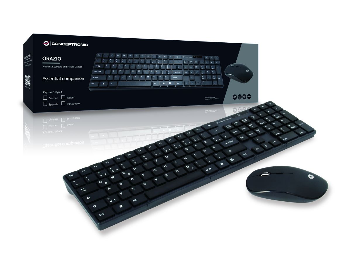 Conceptronic Tastatur &amp; opt. Maus  USB  Funk 2.4 GHz, deutsch, schwarz