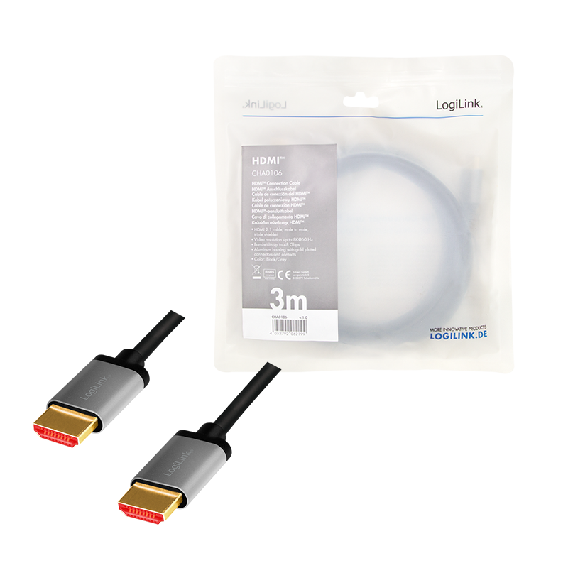 Ultra HDMI 2.1 Kabel 3 M. 8K/60Hz 4K/120Hz, HDMI A-Stecker > HDMI A-Stecker Ultra HDMI 2.1 Kabel 3 M. 8K/60Hz 4K/120Hz, HDMI A-Stecker > HDMI A-Stecker