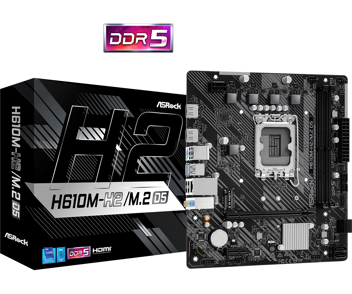 ASRock H610M H2/M.2 D5 Sockel 1700, 2xDDR5 2xHDMI / M.2 / mATX ASRock H610M H2/M.2 D5 Sockel 1700, 2xDDR5 2xHDMI / M.2 / mATX