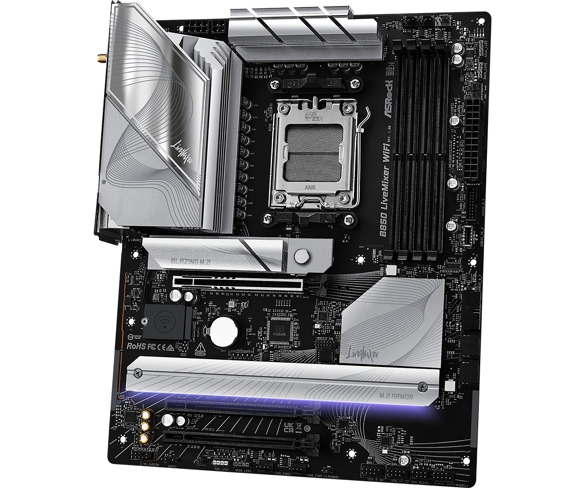 ASRock B850 LiveMixer WiFi Sockel AM5, 4xDDR5  3xM.2 / DP / HDMI , ATX