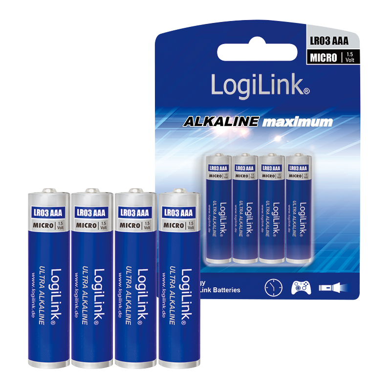 Batterie  4x Alkaline Ultra Power LR03, AAA (Microzelle), 1.5 Volt, 4er Pack