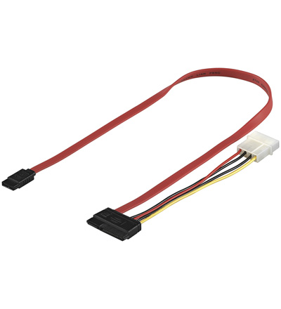 SATA Anschlusskabel mit Strom 1x SATA-Kombi-Stecker gerade, SATA- + NT-Stecker 5.25", 50cm SATA Anschlusskabel mit Strom 1x SATA-Kombi-Stecker gerade, SATA- + NT-Stecker 5.25", 50cm