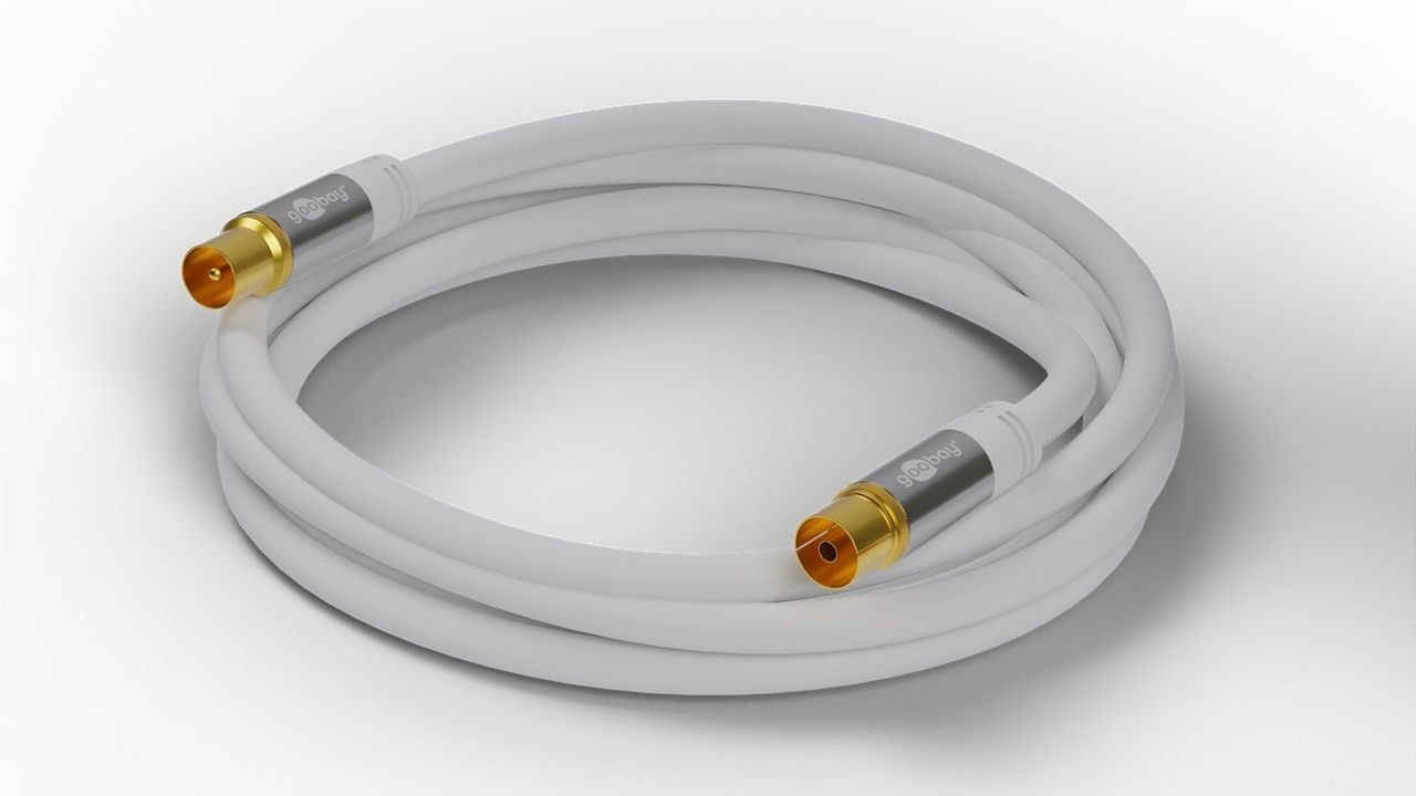 Antennen Anschlusskabel 3 Meter (135 dB typ) Koaxial Stecker/Kupplung 4-fach geschirmt, weiss, High Quality Antennen Anschlusskabel 3 Meter (135 dB typ) Koaxial Stecker/Kupplung 4-fach geschirmt, weiss, High Quality