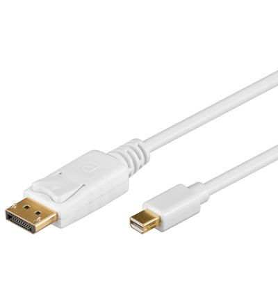 Mini DisplayPort / DisplayPort Kabel 1 Meter 1x Mini DP Stecker / 1x DP Stecker, weiss Mini DisplayPort / DisplayPort Kabel 1 Meter 1x Mini DP Stecker / 1x DP Stecker, weiss