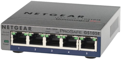 Netgear ProSafe GS105GE Gigabit Switch 5-Port 10-1000Mbps, Desktop Netgear ProSafe GS105GE Gigabit Switch 5-Port 10-1000Mbps, Desktop