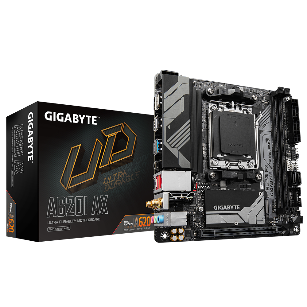 Gigabyte B620I AX - 1.0 Sockel AMD AM5, 2xDDR5 HDMI / DP / GLAN / WLAN / BT, mini-ITX