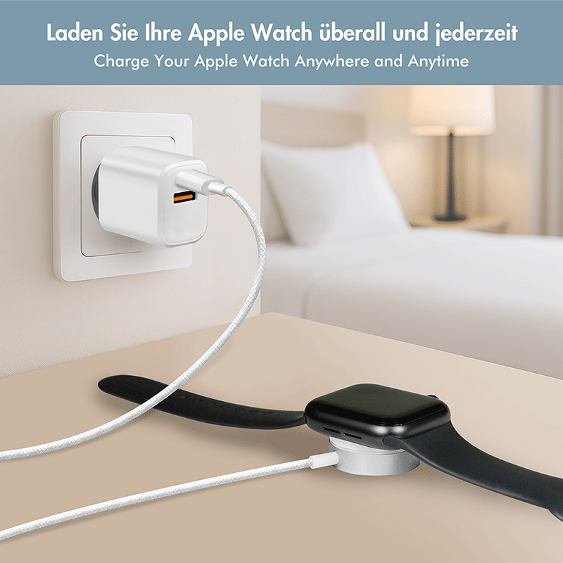 Logilink Wireless charger for Apple watch, white, 1 m