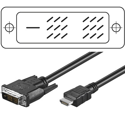 HDMI - DVI Anschlusskabel 2 Meter 1x HDMI Stecker / 1x DVI-D Stecker HDMI - DVI Anschlusskabel 2 Meter 1x HDMI Stecker / 1x DVI-D Stecker