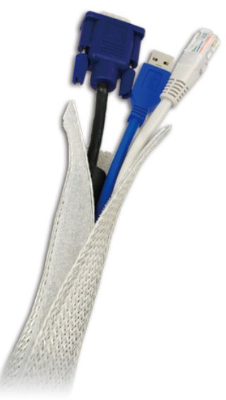 Kabelschlauch flexibles Gewebe mit Klettverschluss, max. 32mm Durchmesser, 1.8m silber-grau Kabelschlauch flexibles Gewebe mit Klettverschluss, max. 32mm Durchmesser, 1.8m silber-grau