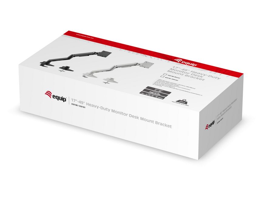 Tischhalterung mit Gasdruckfeder für 1x TV-/TFT-Displays 33-120cm bis 20kg, VESA 75/100mm, schwarz