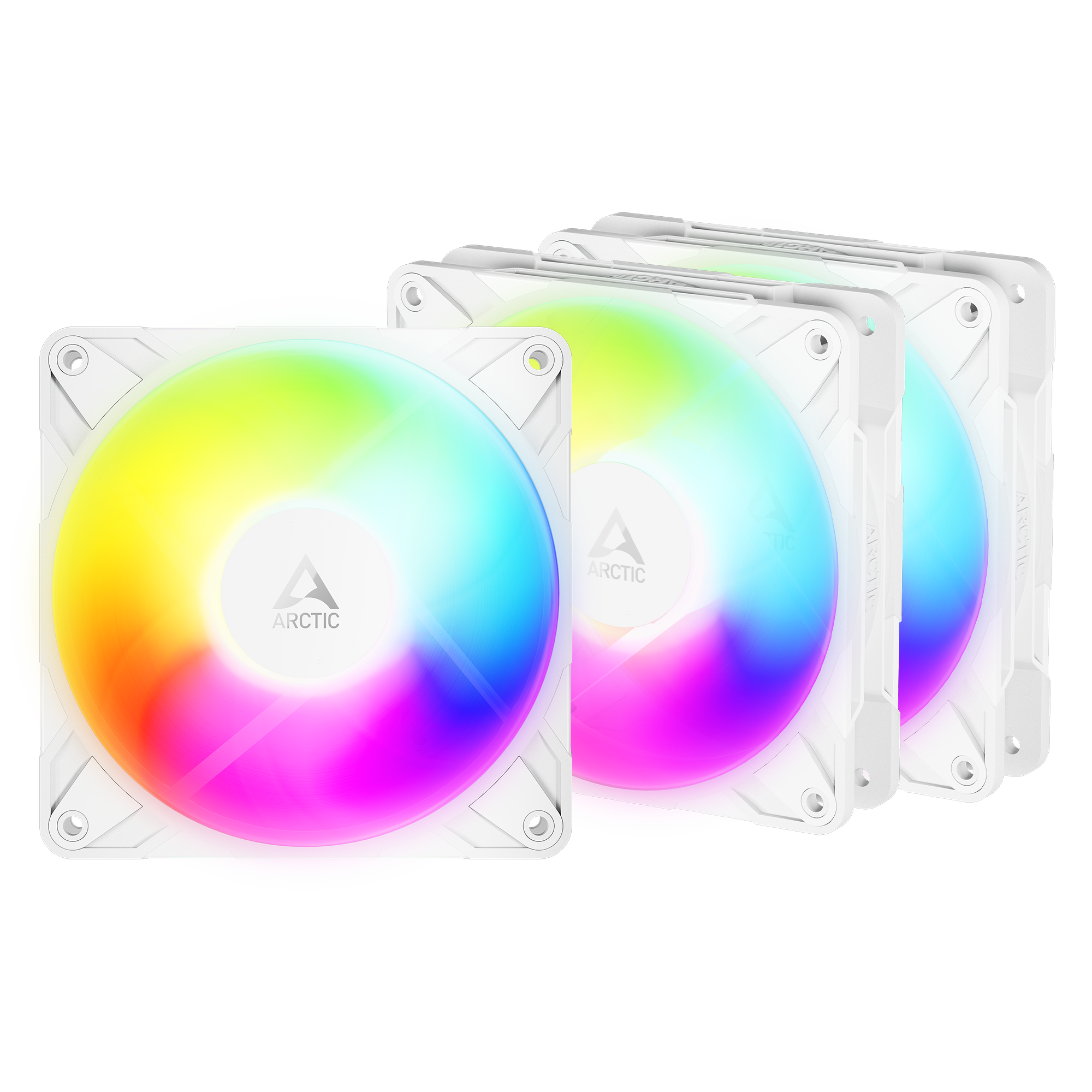 Arctic P12 Pro Reverse A-RGB 3-Pack PC-Lüfter 120x120x25mm 4-pol. PWM-Stecker, weiß