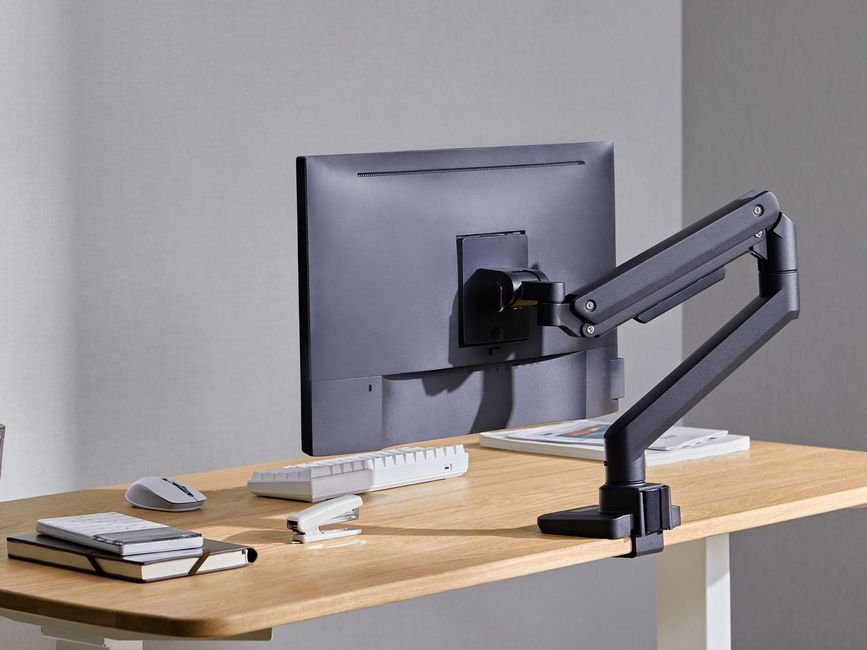 Tischhalterung mit Gasdruckfeder für 1x TV-/TFT-Displays 33-120cm bis 20kg, VESA 75/100mm, schwarz