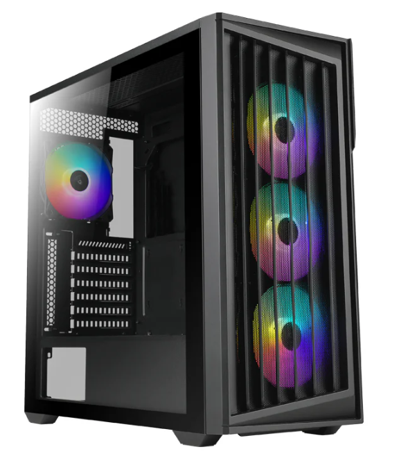 Miditower AzzA Torrent 490 Gaming Gehäuse ohne Netzteil, USB3/Audio, 4x ARGB-Lüfter, schwarz Miditower AzzA Torrent 490 Gaming Gehäuse ohne Netzteil, USB3/Audio, 4x ARGB-Lüfter, schwarz