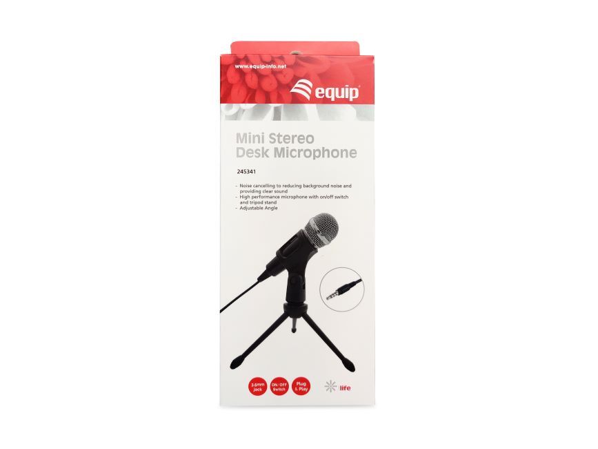 Equip Tischmikrofon Mini mit Stativhalter, 3.5mm AUX  1.80m, schwarz