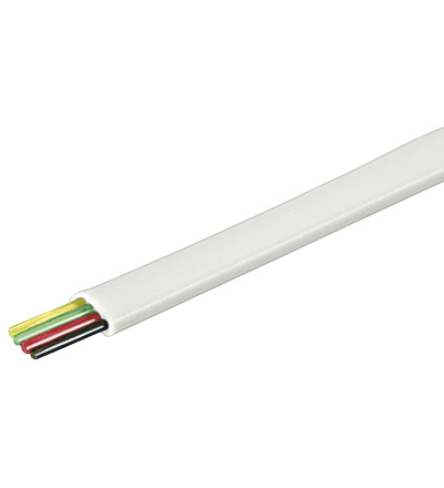 Telefon Flachkabel PVC-Mantel  4-adrig 4x 0.6 flexibel, 100 Meter, weiss