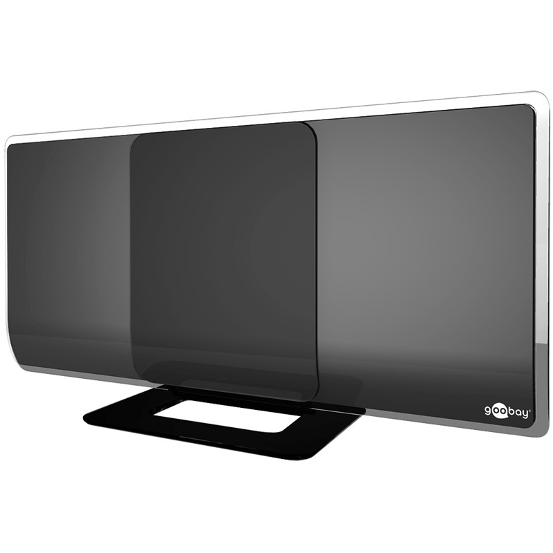 DVB-T Aktive Flat Design Zimmerantenne VHF/UHF/DAB-Empfangsbereich, bis 42dB Verstärkung, schwarz DVB-T Aktive Flat Design Zimmerantenne VHF/UHF/DAB-Empfangsbereich, bis 42dB Verstärkung, schwarz