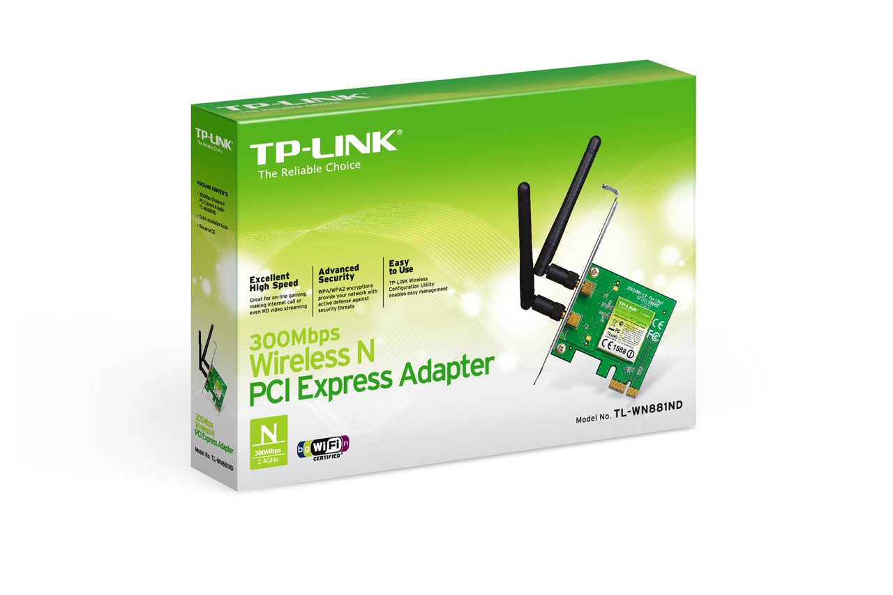TP-Link TL-WN881ND WLAN PCIe-Karte 300Mbps 802.11 b/g/n inkl. 2x Antennen TP-Link TL-WN881ND WLAN PCIe-Karte 300Mbps 802.11 b/g/n inkl. 2x Antennen
