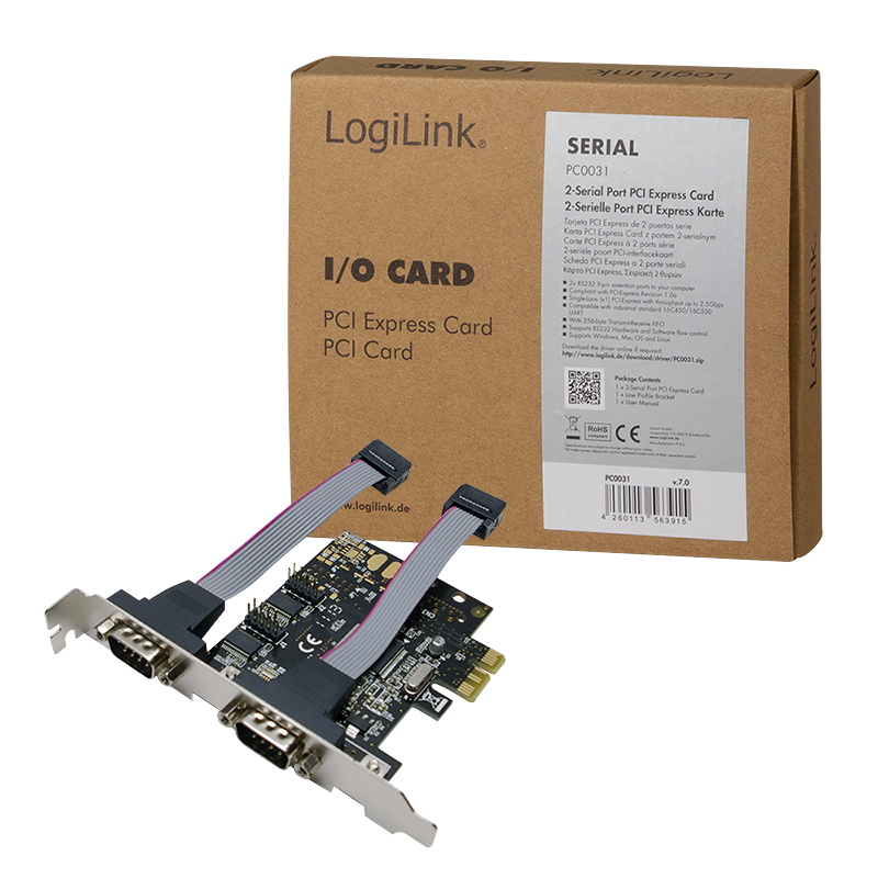 LogiLink Serielle Karte 2x RS232 9-pin Seriell, PCIe LogiLink Serielle Karte 2x RS232 9-pin Seriell, PCIe