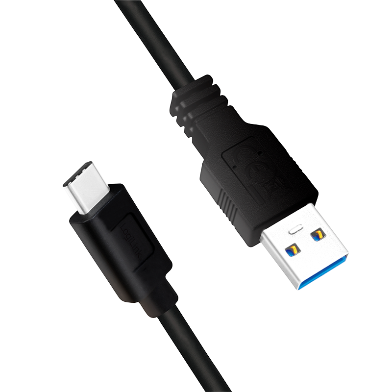 USB C/A Kabel 0,5 M. - USB Typ C-Stecker > USB 3.0 A-Stecker, schwarz