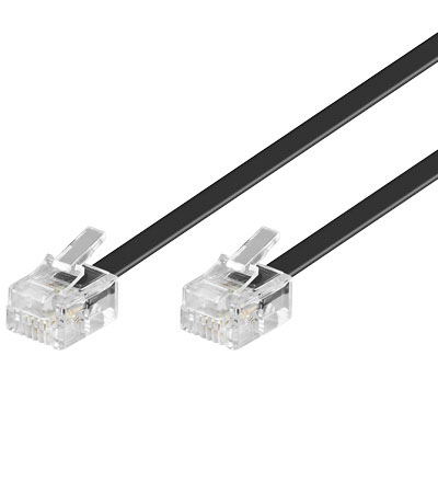 Telefon Modular Anschlusskabel  2x RJ11 Stecker 6P4C, 3 Meter, schwarz