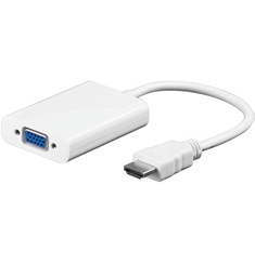 HDMI - VGA Kabel-Adapter 1x HDMI Stecker / 1x VGA Buchse, weiß HDMI - VGA Kabel-Adapter 1x HDMI Stecker / 1x VGA Buchse, weiß