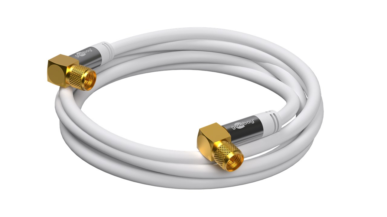 SAT-Antennenkabel (135 dB) 3m, 4x geschirmt 2x F-Stecker 90° vergoldet, weiss SAT-Antennenkabel (135 dB) 3m, 4x geschirmt 2x F-Stecker 90° vergoldet, weiss