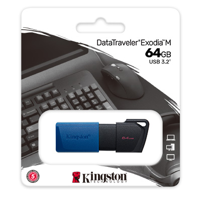 Kingston DataTraveler Exodia M  USB-Stick  64GB USB 3.2, Schwarz/Blau
