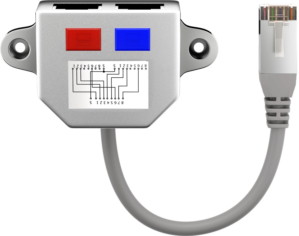 TP-Netzwerk Splitter RJ45 Cat.5e 10/100mBit 1xRJ45 Stecker auf 2xRJ45 Buchse geschirmt, ca. 20cm TP-Netzwerk Splitter RJ45 Cat.5e 10/100mBit 1xRJ45 Stecker auf 2xRJ45 Buchse geschirmt, ca. 20cm