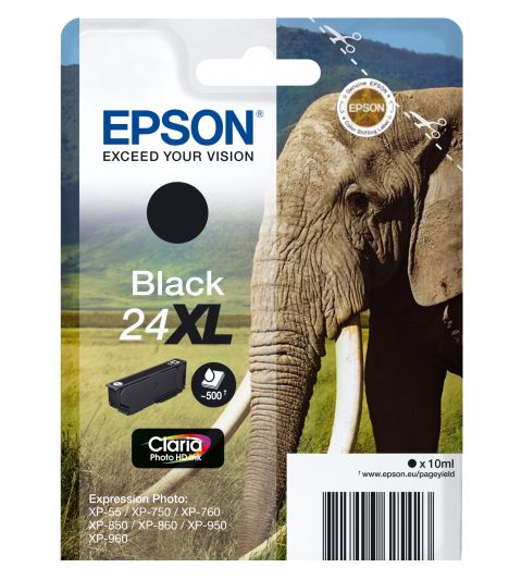 Epson T24XL Tintenpatrone (Elefant), schwarz 10ml / 500 Seiten Epson T24XL Tintenpatrone (Elefant), schwarz 10ml / 500 Seiten