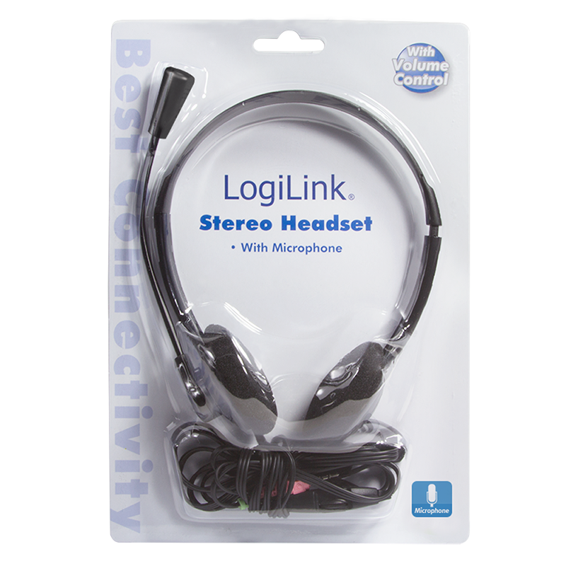 LogiLink HS0002 Headset mit integriertem Mikrofon und Laustärkeregler, schwarz LogiLink HS0002 Headset mit integriertem Mikrofon und Laustärkeregler, schwarz