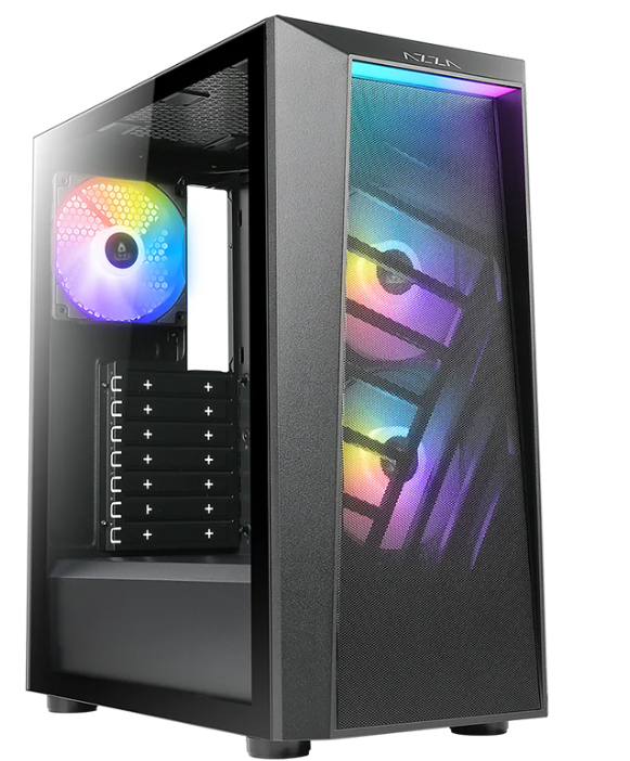 Miditower AzzA Sentinel Gehäuse ohne Netzteil, USB-A+C/Audio, 3x RGB-Lüfter, schwarz Miditower AzzA Sentinel Gehäuse ohne Netzteil, USB-A+C/Audio, 3x RGB-Lüfter, schwarz