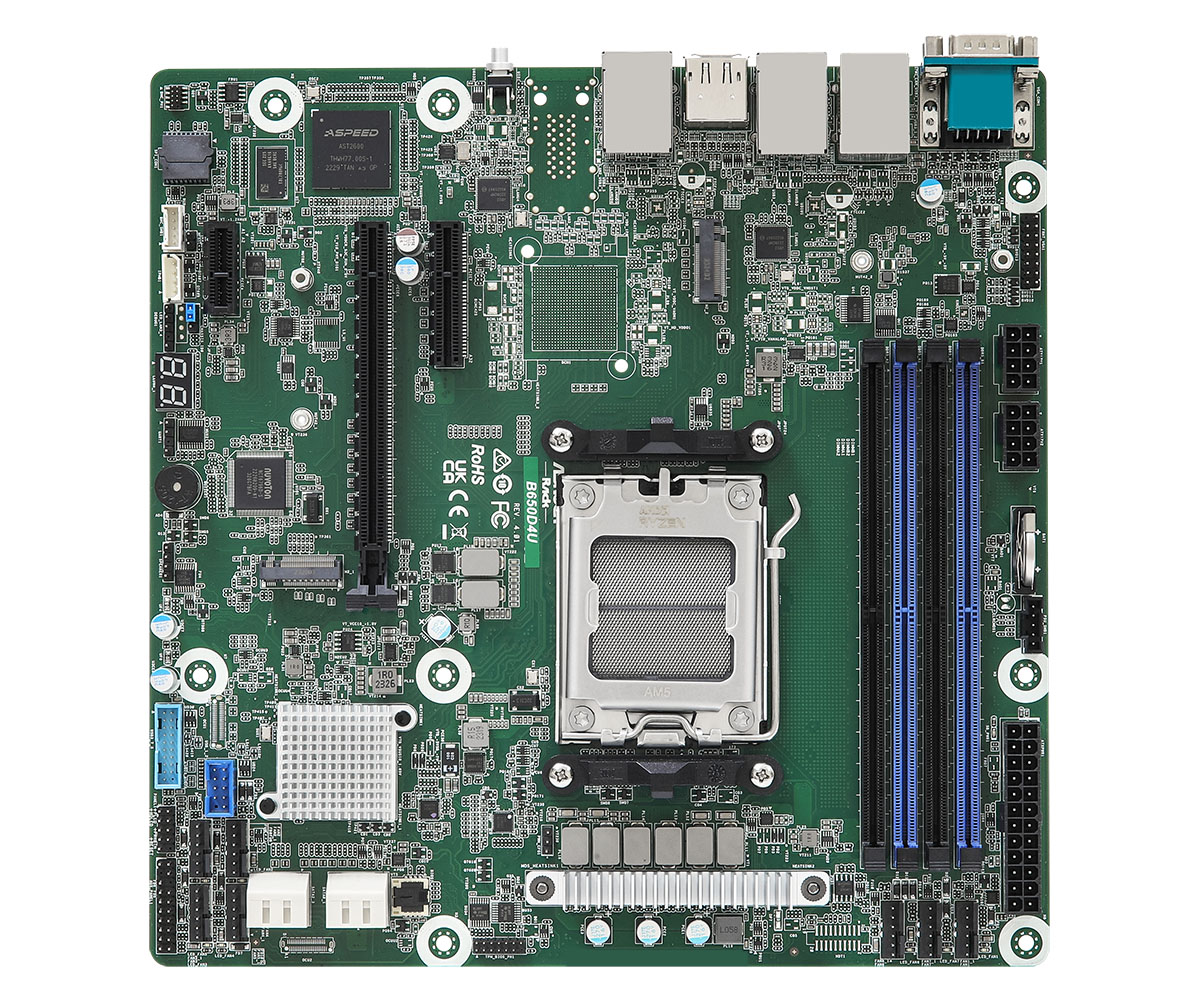 ASRock B650D4U Server/Workstation Sockel AM5 Single 4x DDR5 / 2x RJ45 / 4x SATA  HDMI / DP, mATX