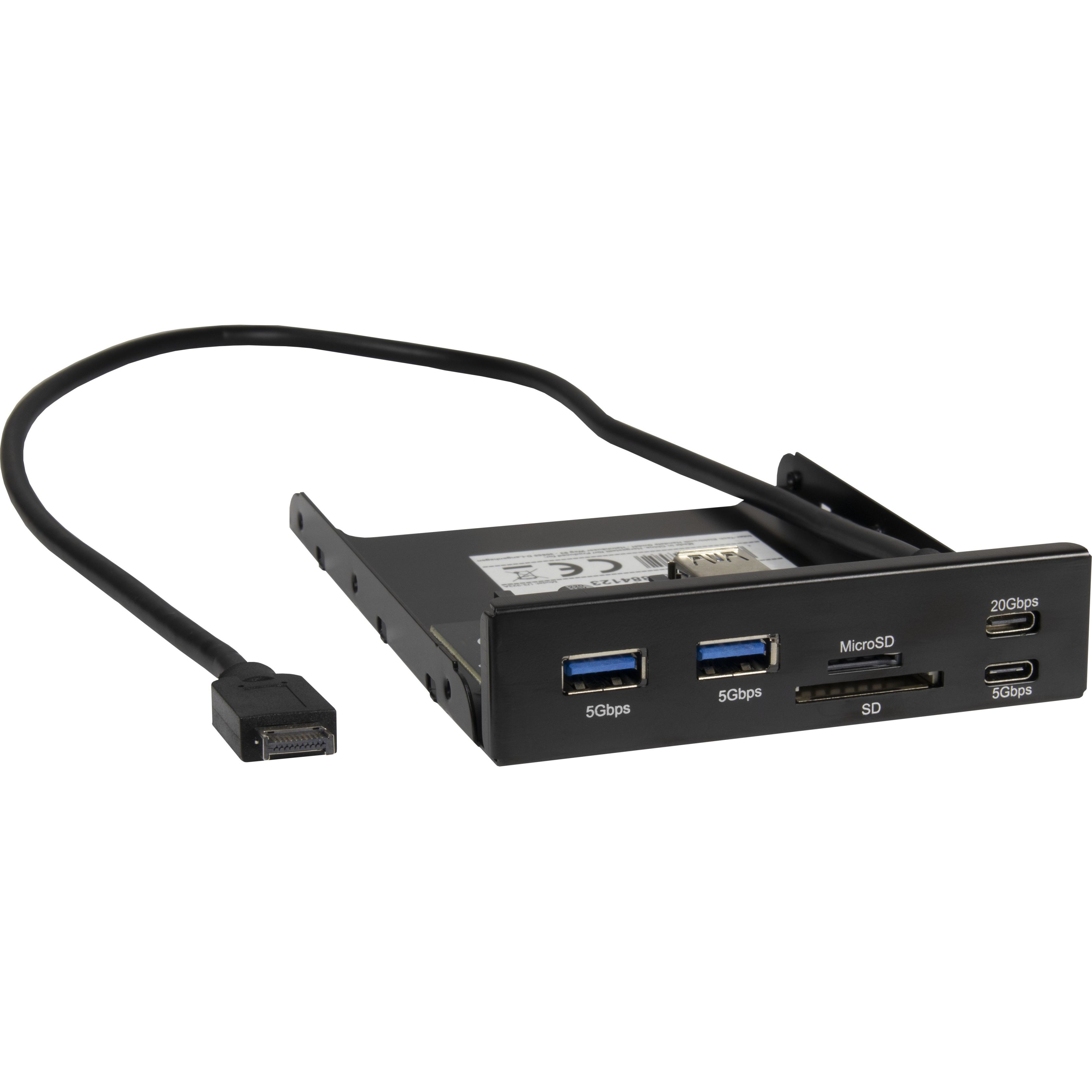 Multi-CardReader für 3.5" Gehäuse-Einschub, All-In-One mit 2xUSB-C / 2xUSB-A, schwarz