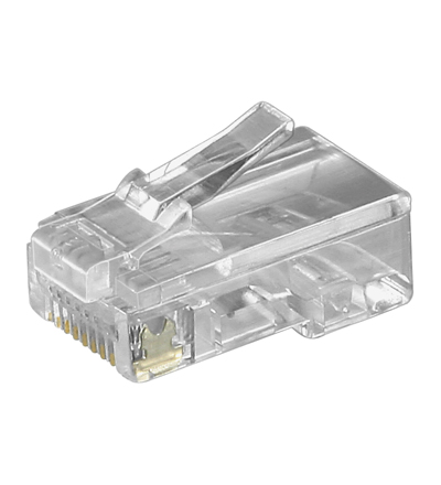 Telefonstecker RJ45  Westernstecker 8P8C für Flachkabel, 8-polig, crimpbar