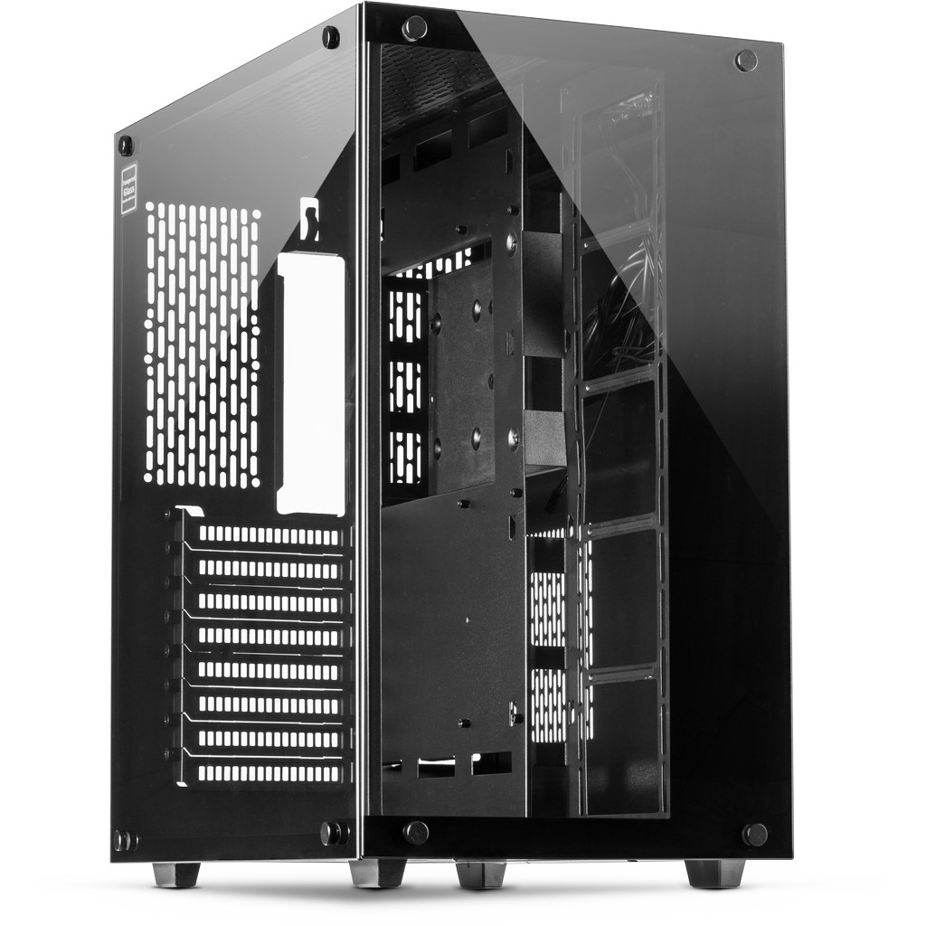Miditower Gehäuse C-701 Panorama Tempered Glas Front + Side o.NT, schwarz