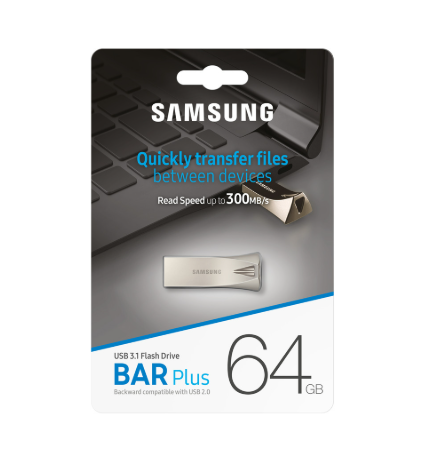 Samsung BAR Plus USB-Stick  64GB USB 3.1 Titan Grey L400/S110 MB/s