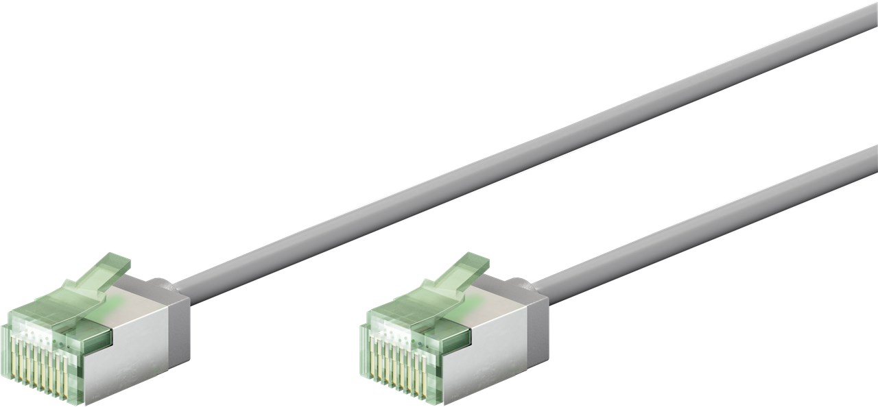 Netzwerk Patchkabel slim 3m grau Ultraflexibles Cat 8.1 U/FTP, extra kurze Stecker Netzwerk Patchkabel slim 3m grau Ultraflexibles Cat 8.1 U/FTP, extra kurze Stecker