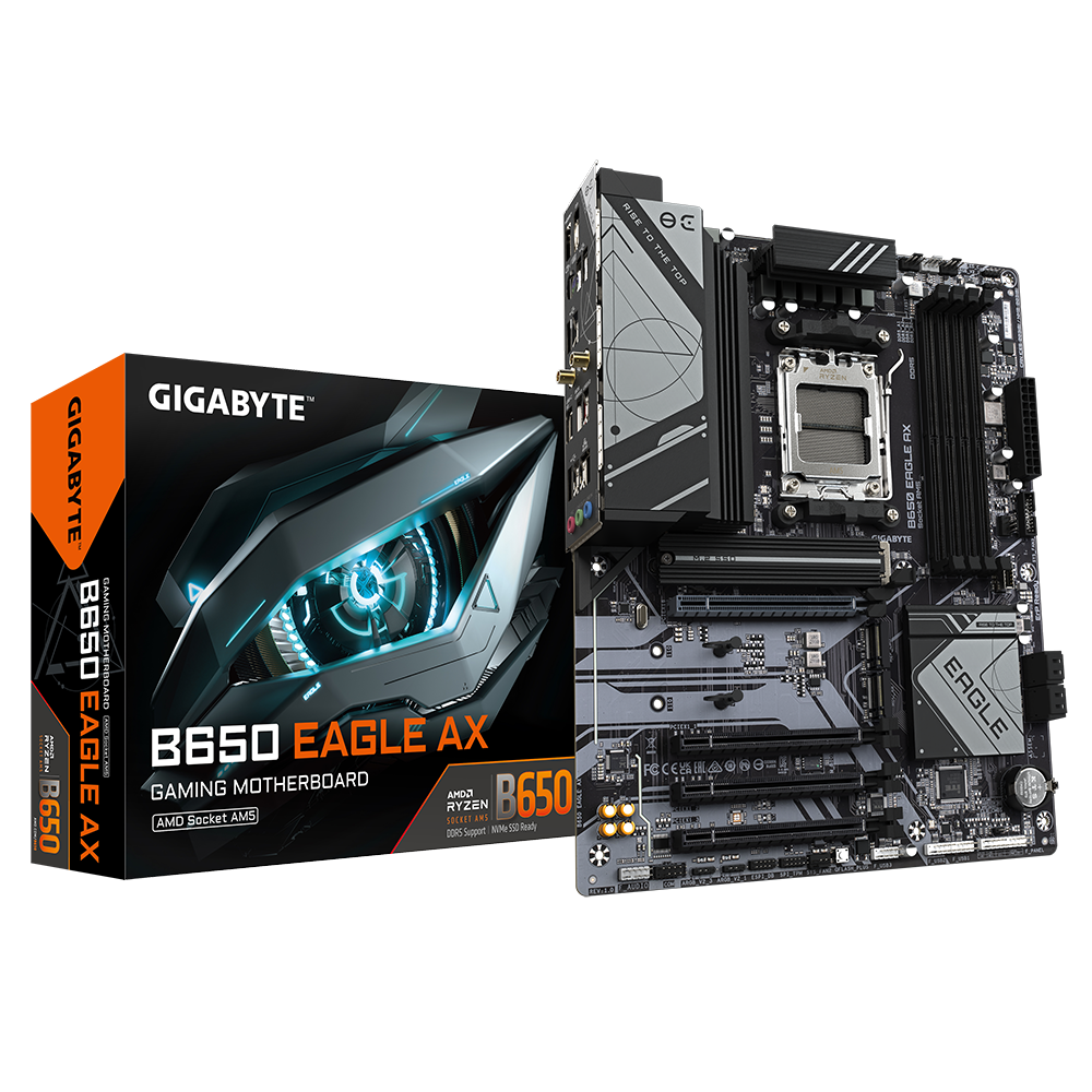 Gigabyte B650 Eagle AX Sockel AM5, 4xDDR5 WiFi / HDMI / DP / 3xM.2, ATX Gigabyte B650 Eagle AX Sockel AM5, 4xDDR5 WiFi / HDMI / DP / 3xM.2, ATX