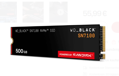 SSD WD Black SN7100 WDS500G4X0E 500GB  M.2 2280 NVMe PCIe 4.0 x4