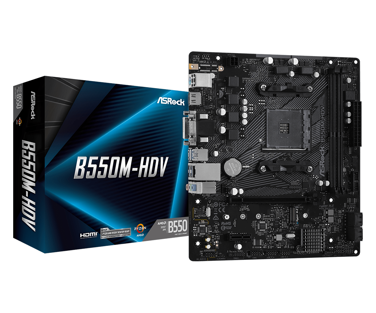 ASRock B550M HDV Sockel AM4, 2xDDR4 M.2 / HDMI / DVI / VGA, µATX ASRock B550M HDV Sockel AM4, 2xDDR4 M.2 / HDMI / DVI / VGA, µATX
