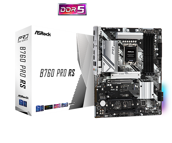 ASRock B760 Pro RS Sockel 1700, 4xDDR5 HDMI / DP / 3x M.2 / ATX ASRock B760 Pro RS Sockel 1700, 4xDDR5 HDMI / DP / 3x M.2 / ATX