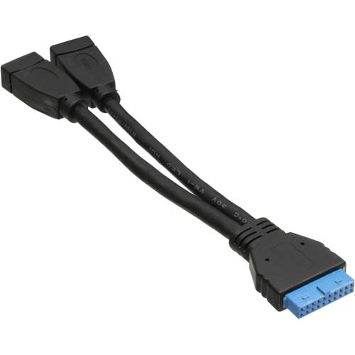 USB 3.0 Adapter 1x USB 3.0 19-pol. Pinheader Buchse / 2x USB 3.0 A-Buchse, ca. 15 cm USB 3.0 Adapter 1x USB 3.0 19-pol. Pinheader Buchse / 2x USB 3.0 A-Buchse, ca. 15 cm