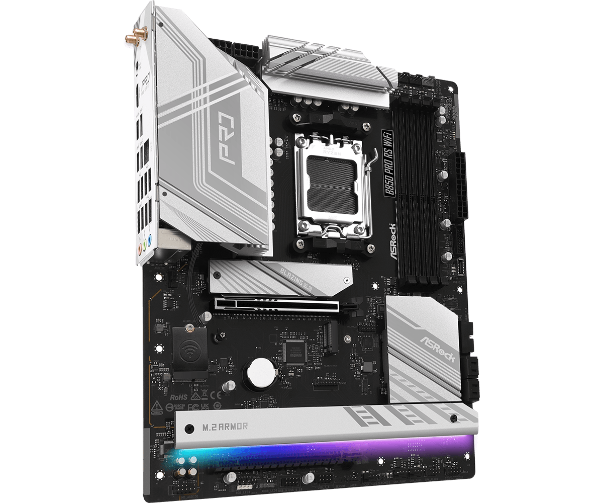 ASRock B850 Pro RS WiFi Sockel AM5, 4xDDR5  3xM.2 / HDMI / DP, ATX