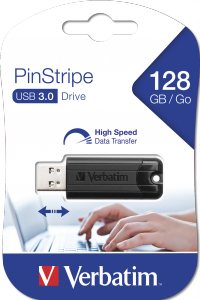 Verbatim USB-Stick PinStripe 128GB USB 3.0, schwarz